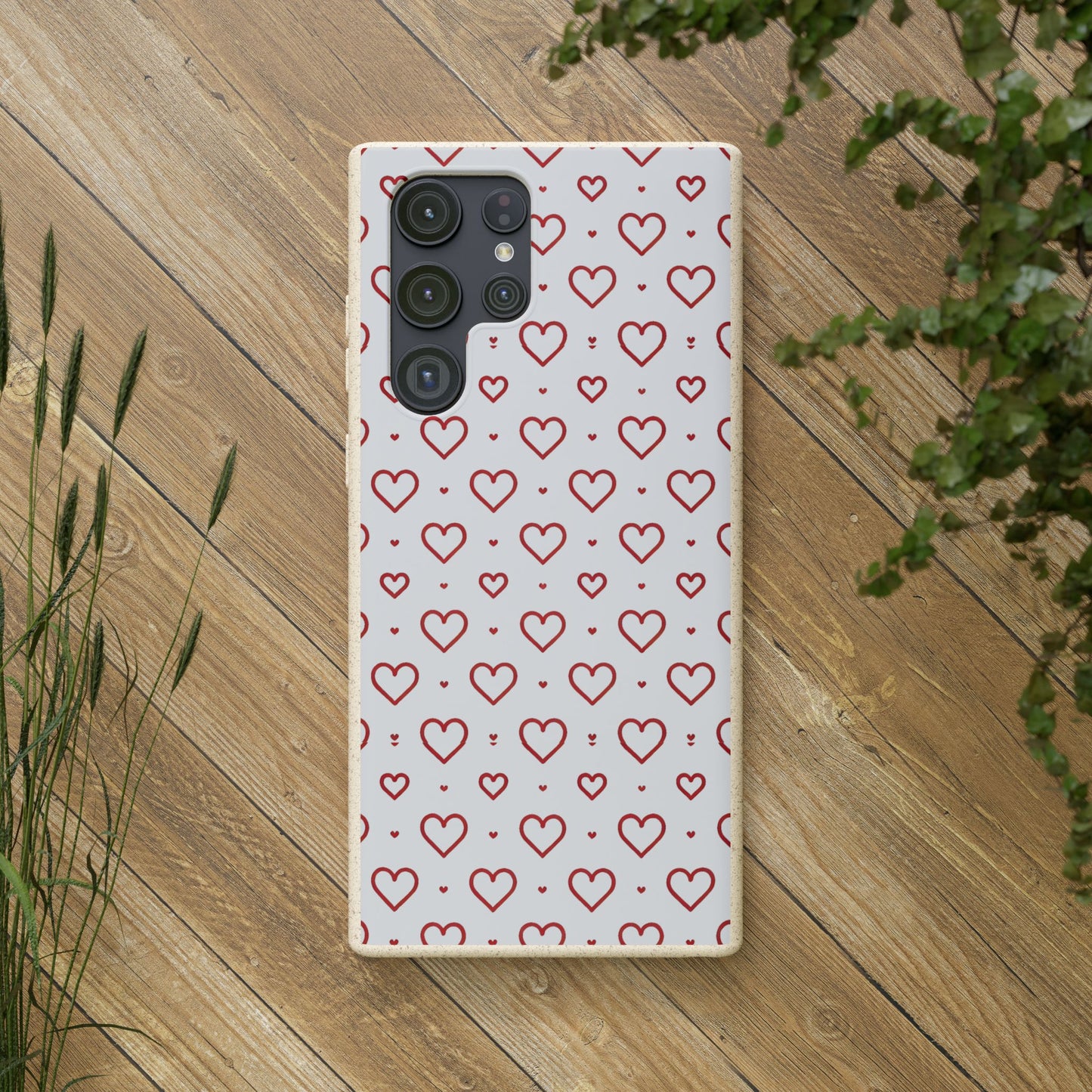 Red Hearts Print MagSafe Biodegradable Phone Case