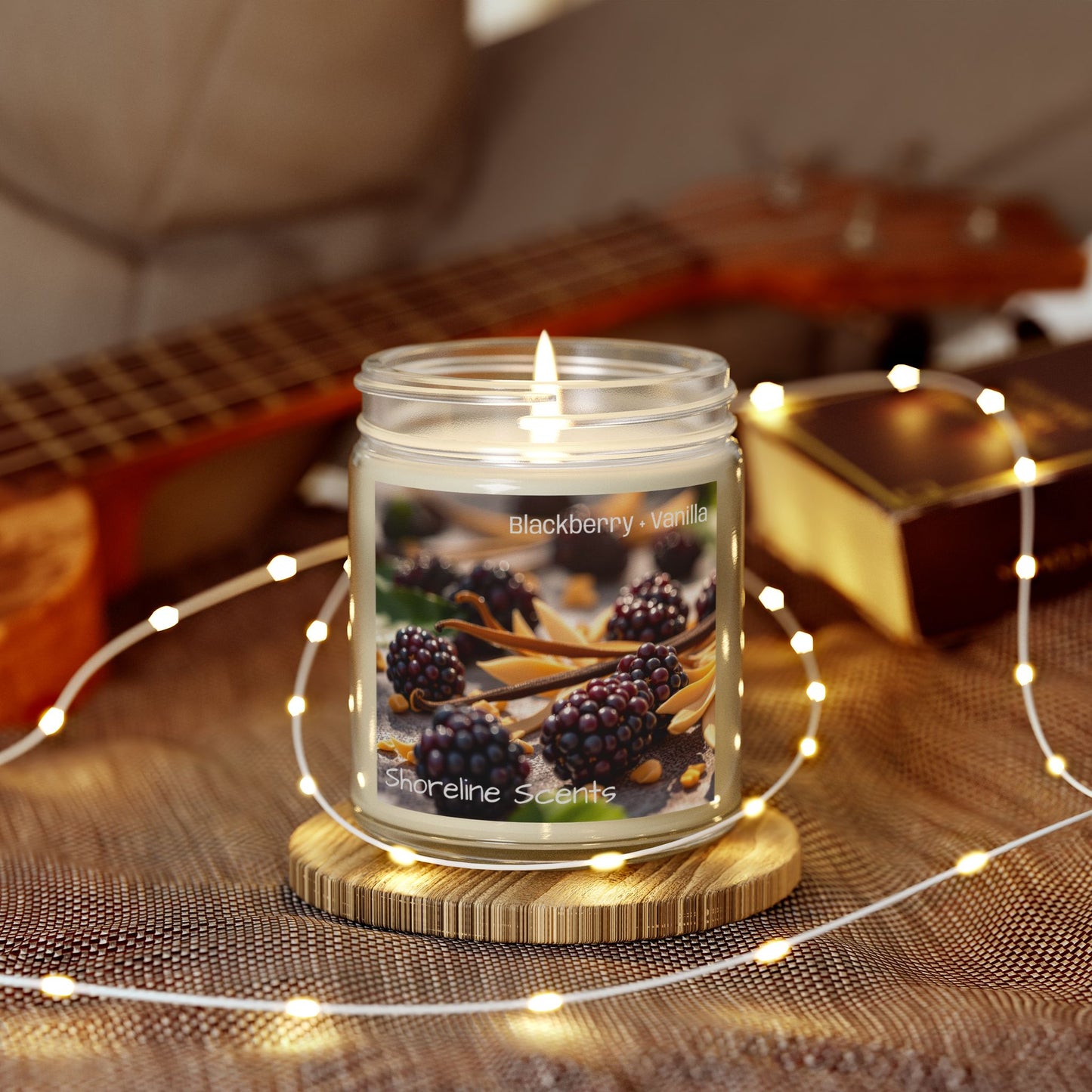 Blackberry + Vanilla Scented Coconut Apricot Wax Candle
