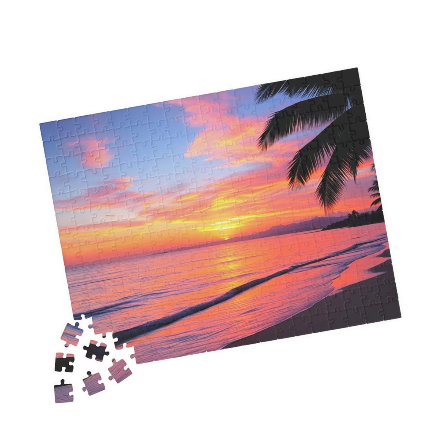 Tropical Beach at Sunset Jigsaw Puzzle