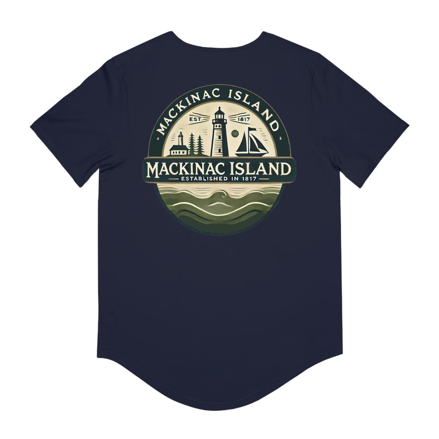 Vintage Mackinac Island Men's Jersey Curved Hem Tee