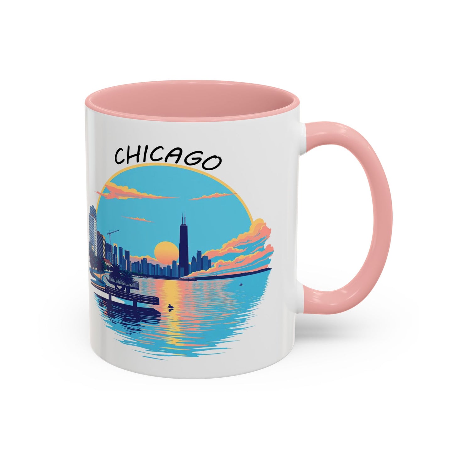 Retro Chicago Sunset Accent Coffee Mug