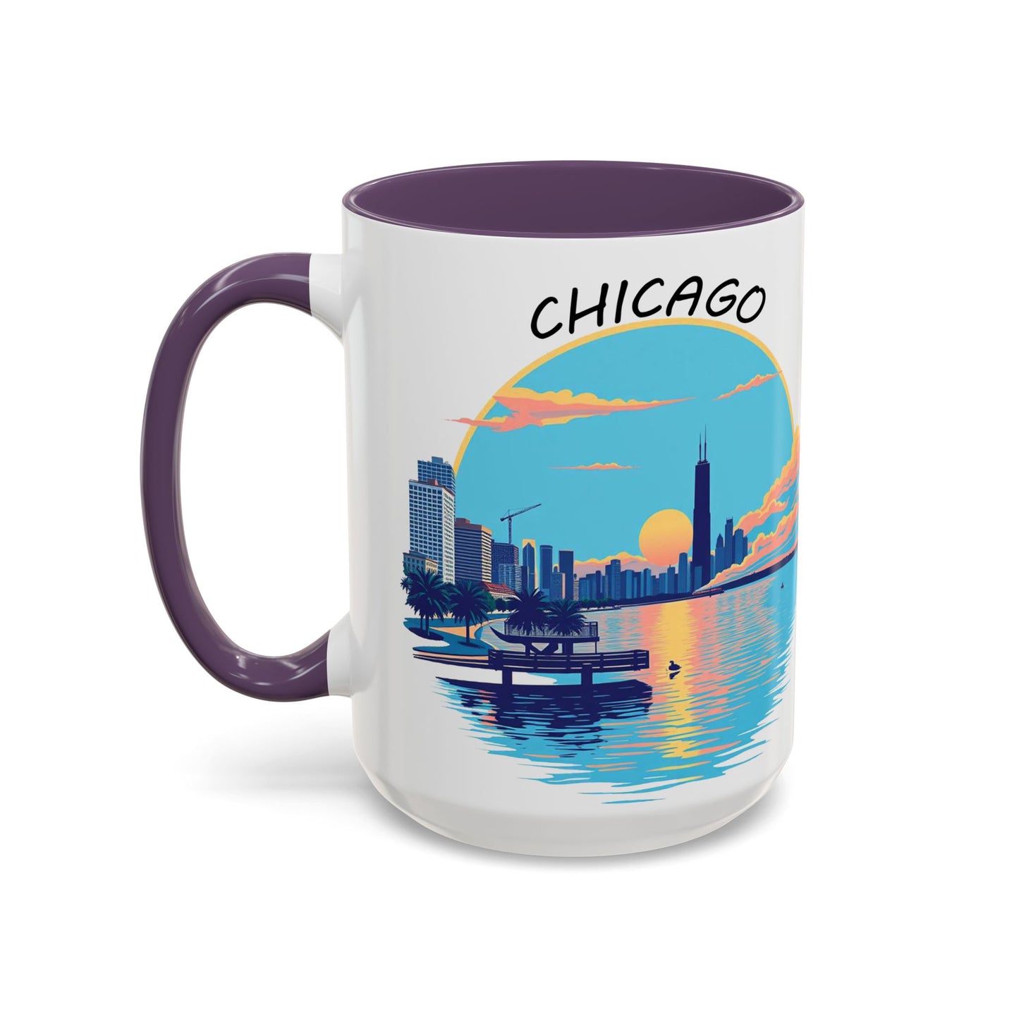 Retro Chicago Sunset Accent Coffee Mug