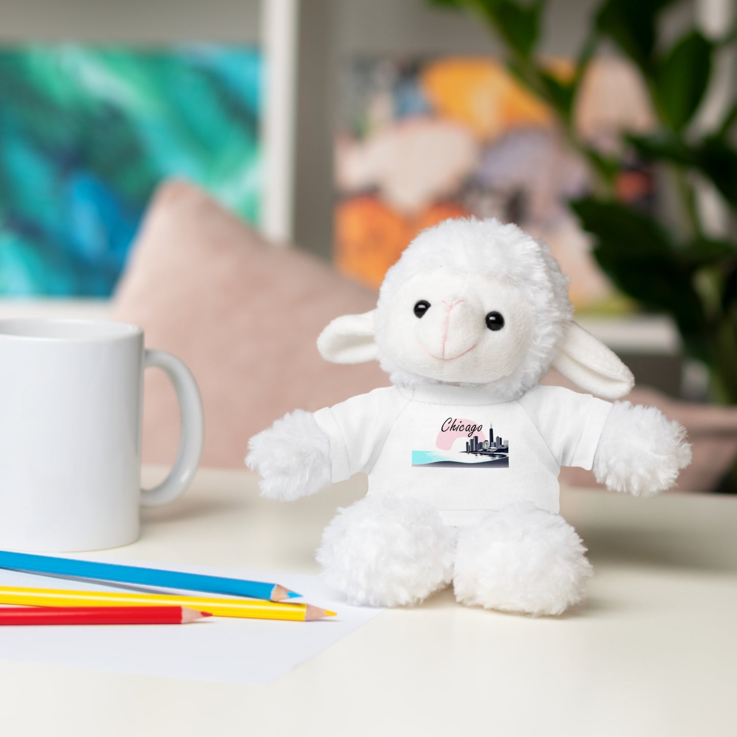 Elegant Chicago Skyline Stuffed Animals with Tee