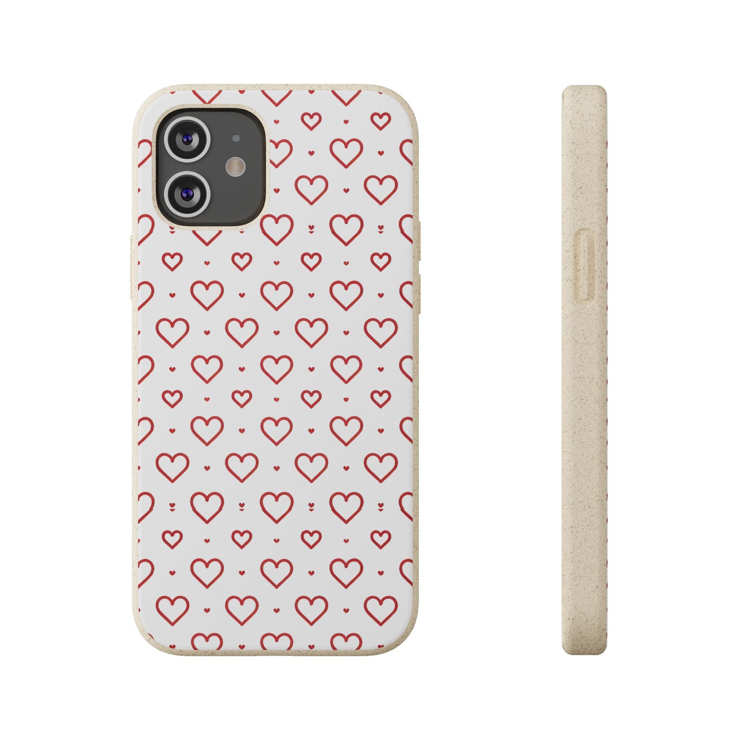 Red Hearts Print MagSafe Biodegradable Phone Case
