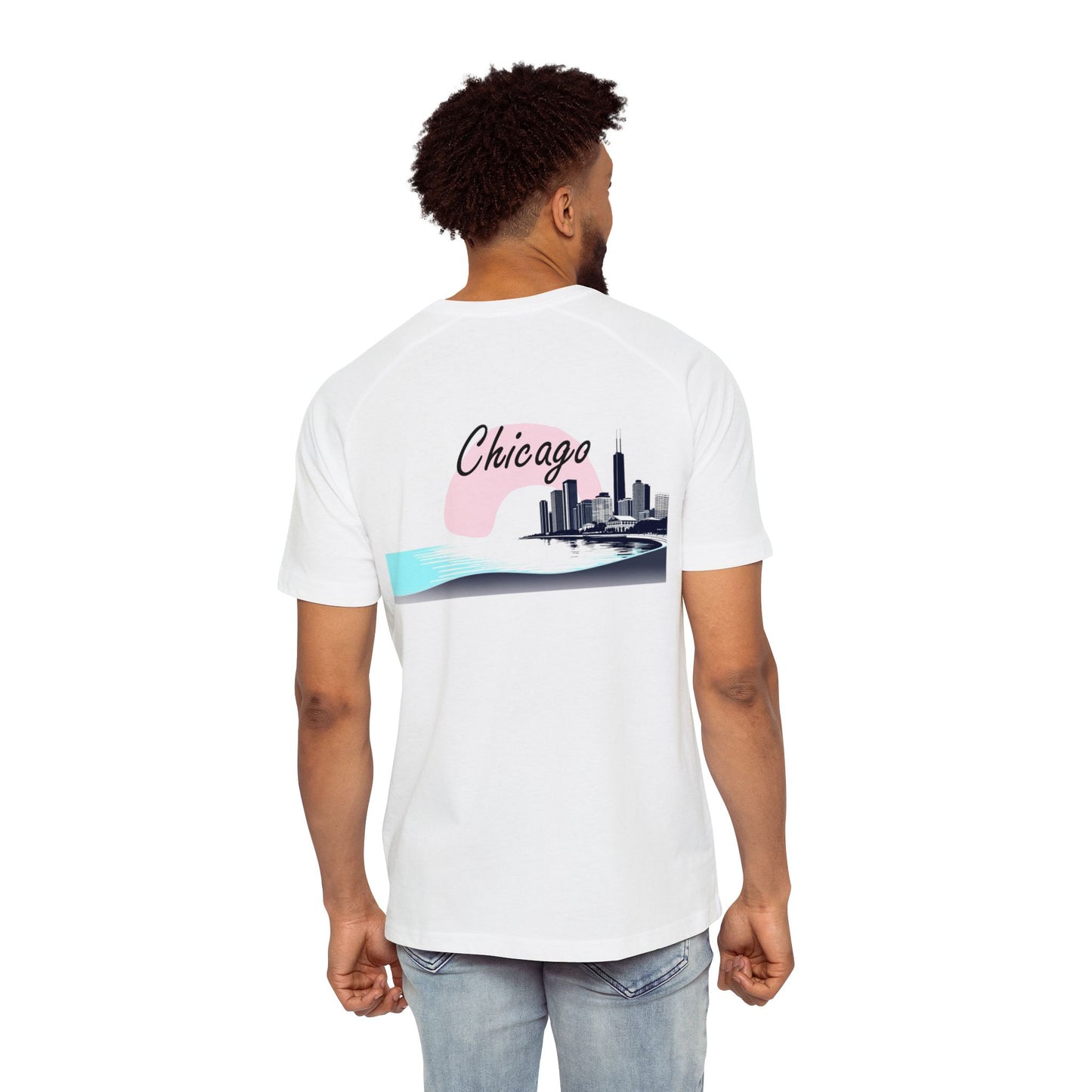 Elegant Chicago Skyline Men's Raglan T-Shirt
