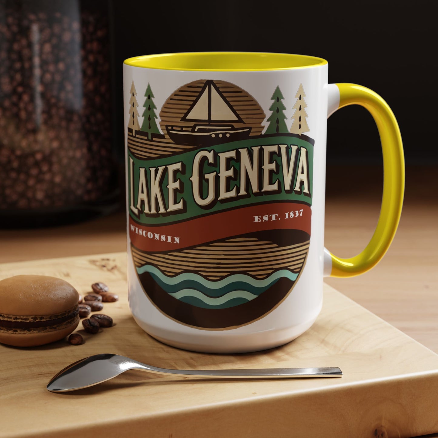 Retro Lake Geneva Accent Coffee Mug