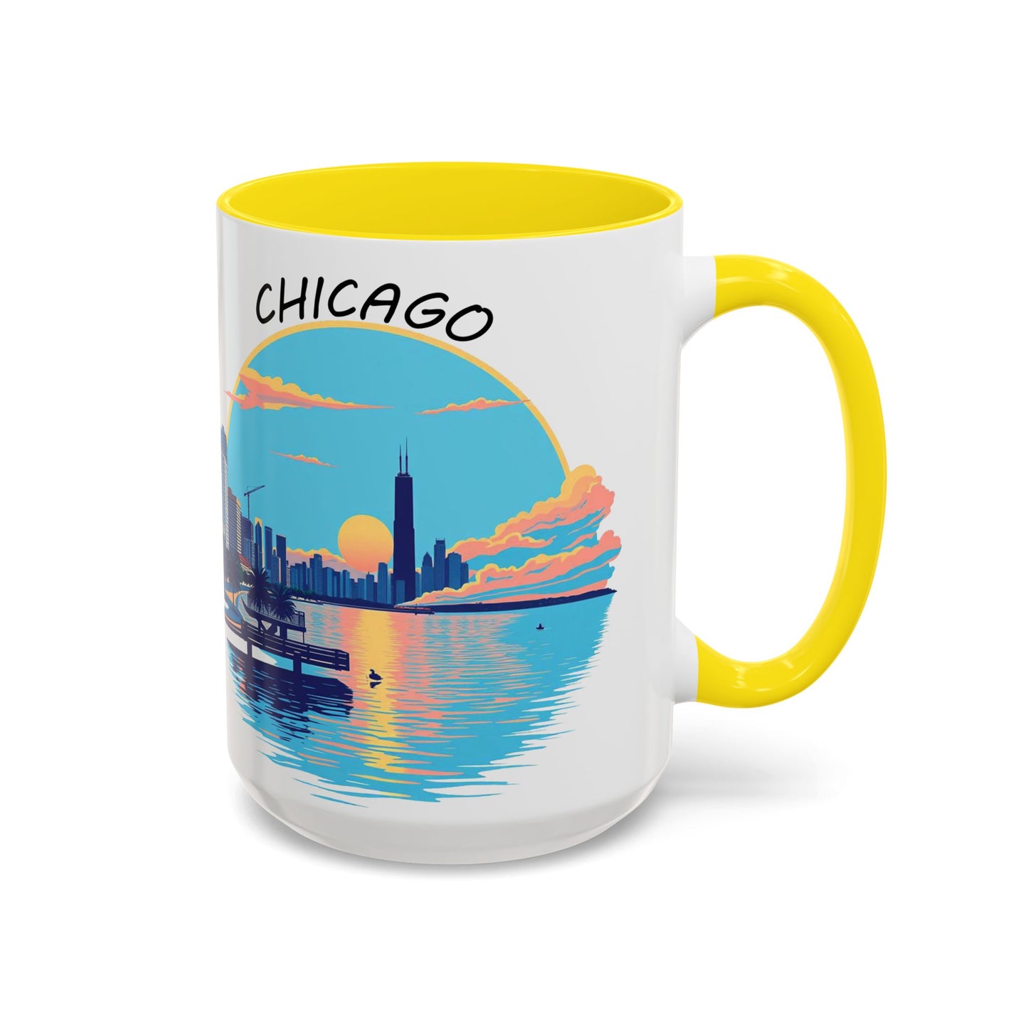 Retro Chicago Sunset Accent Coffee Mug