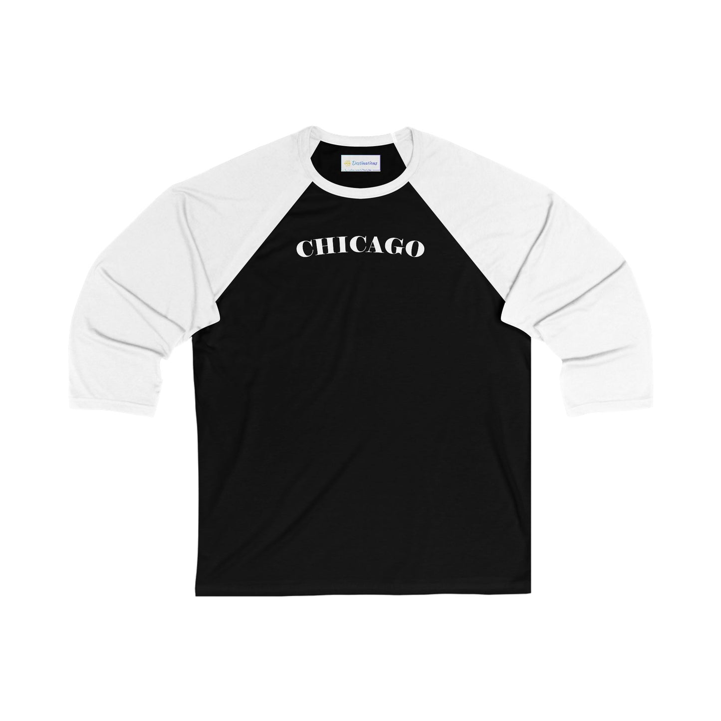 Mystery Noir Chicago Skyline Sunset Men's 3/4 Sleeve Baseball Tee