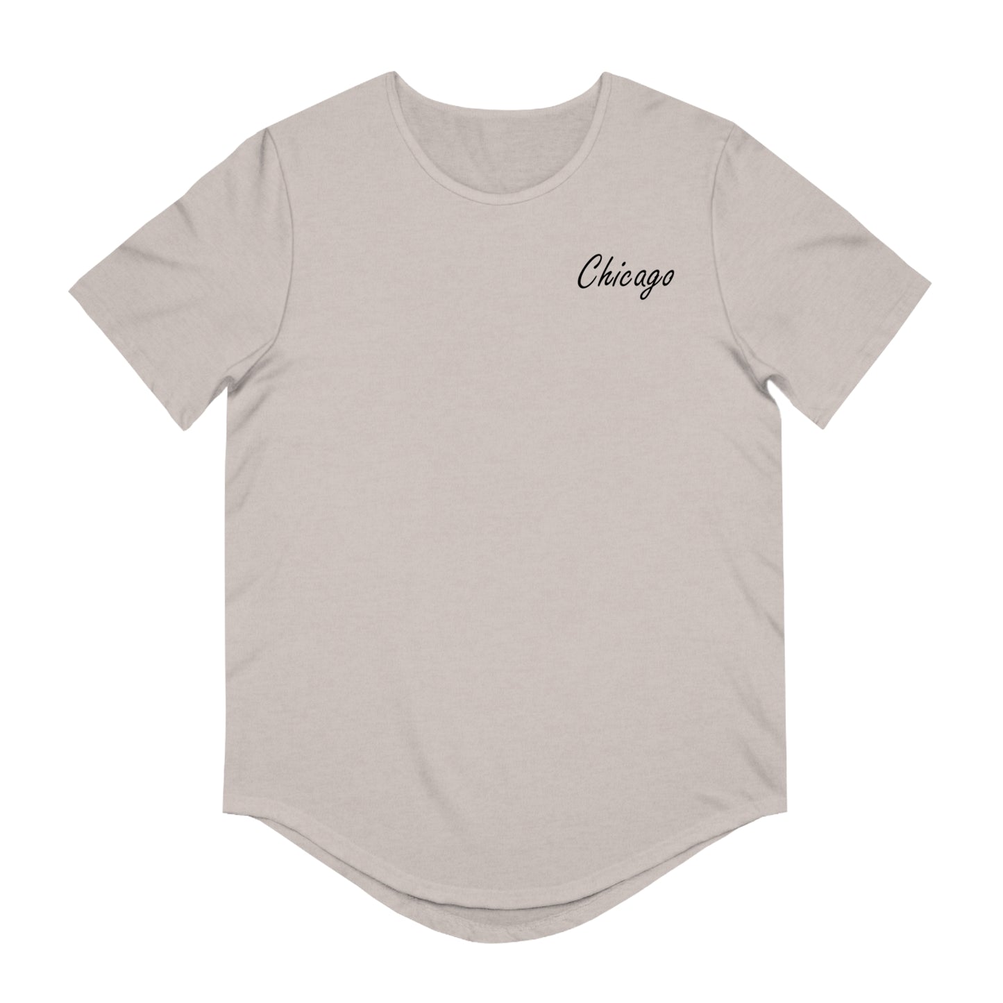 Elegant Chicago Skyline Men's Jersey Curved Hem Tee