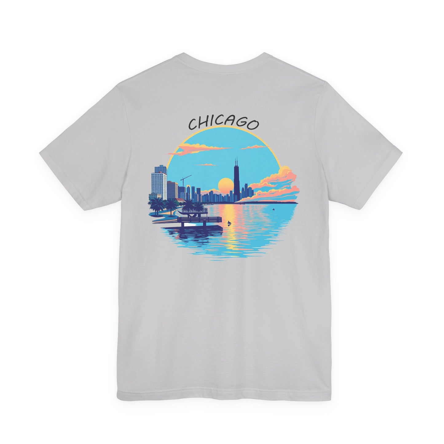 Retro Chicago Sunset Unisex Jersey Short Sleeve Tee