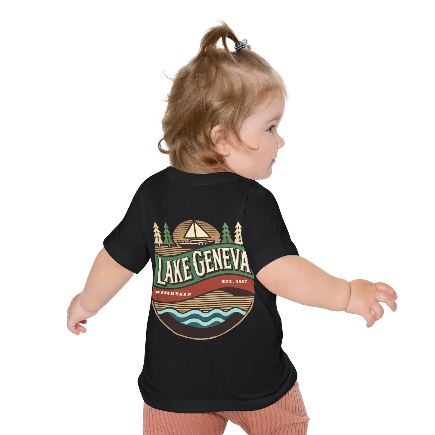 Retro Lake Geneva Unisex Baby Short Sleeve T-Shirt
