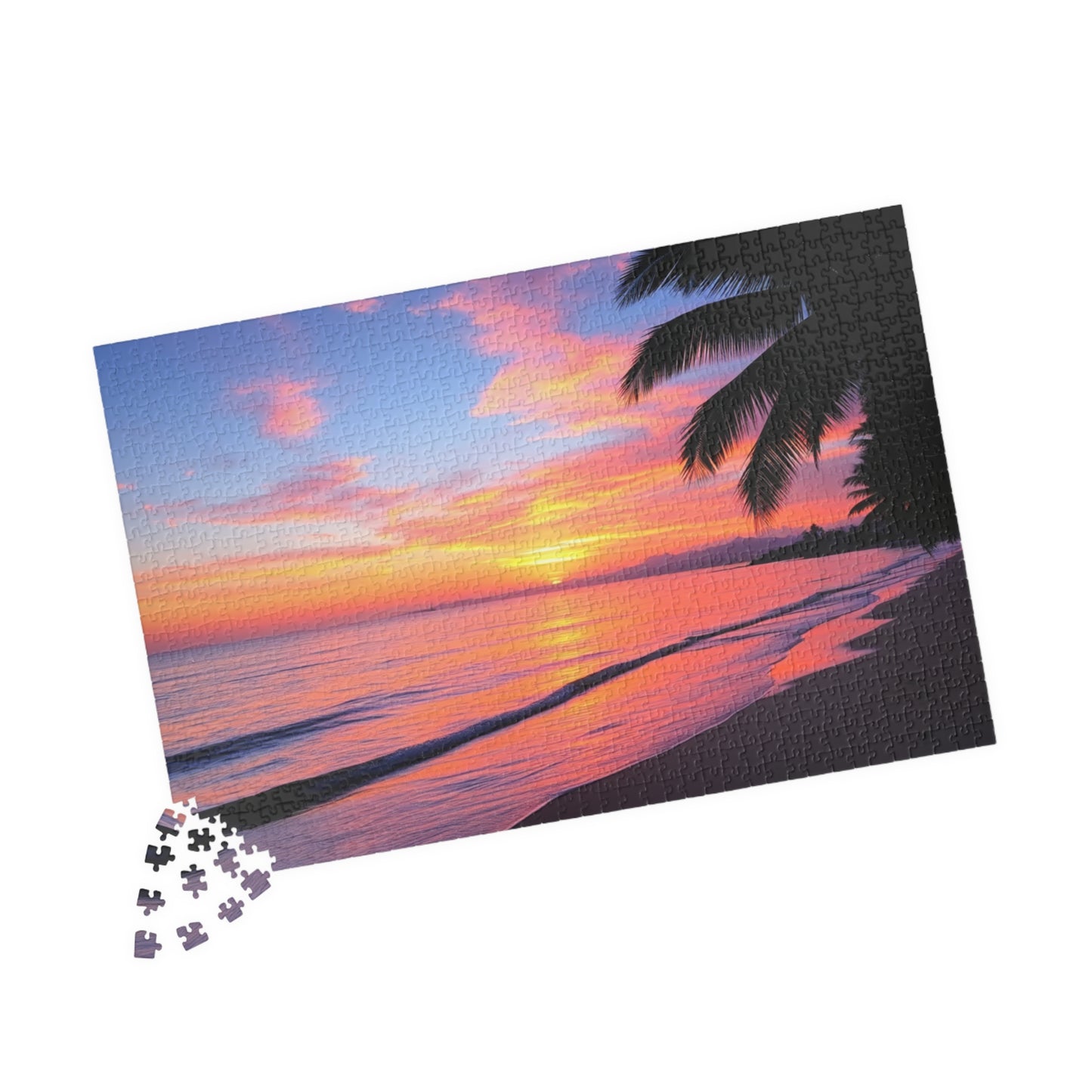 Tropical Beach at Sunset Jigsaw Puzzle
