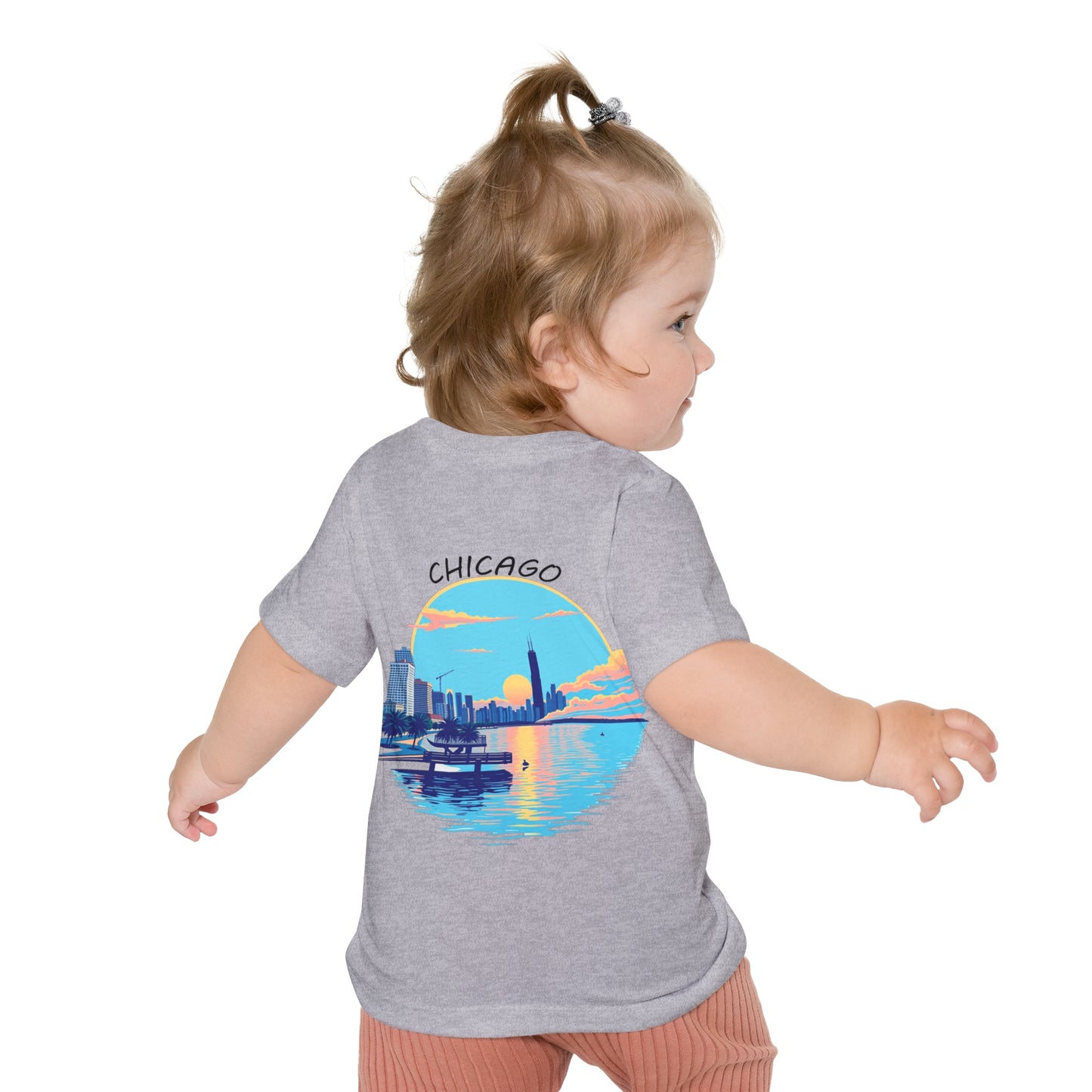 Retro Chicago Sunset Unisex Baby Short Sleeve T-Shirt