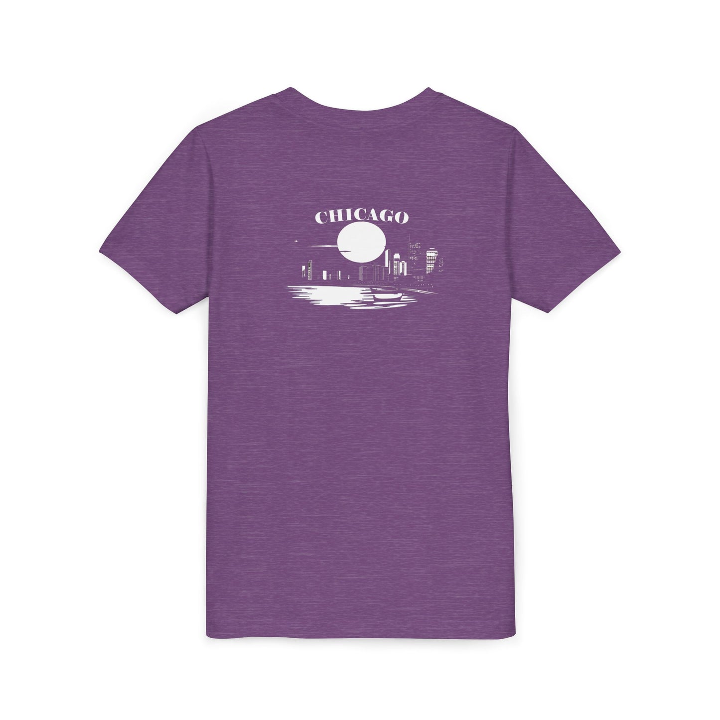Mystery Noir Chicago Skyline Sunset Unisex Youth Short Sleeve Tee