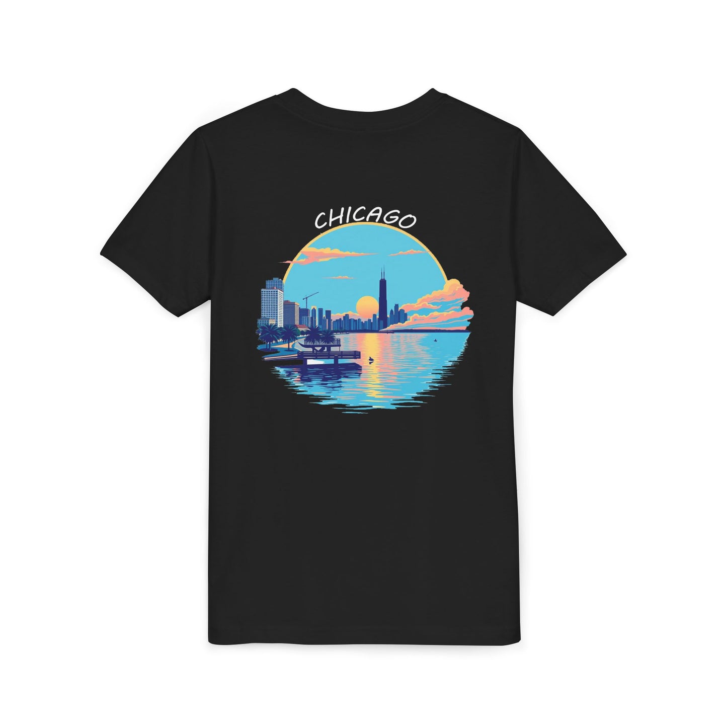 Retro Chicago Sunset Unisex Youth Short Sleeve Tee