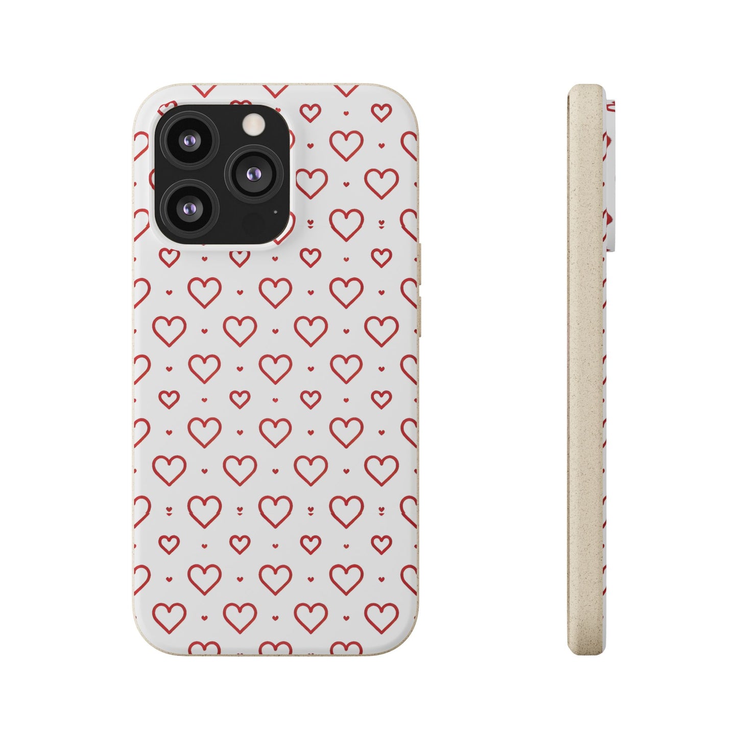 Red Hearts Print MagSafe Biodegradable Phone Case