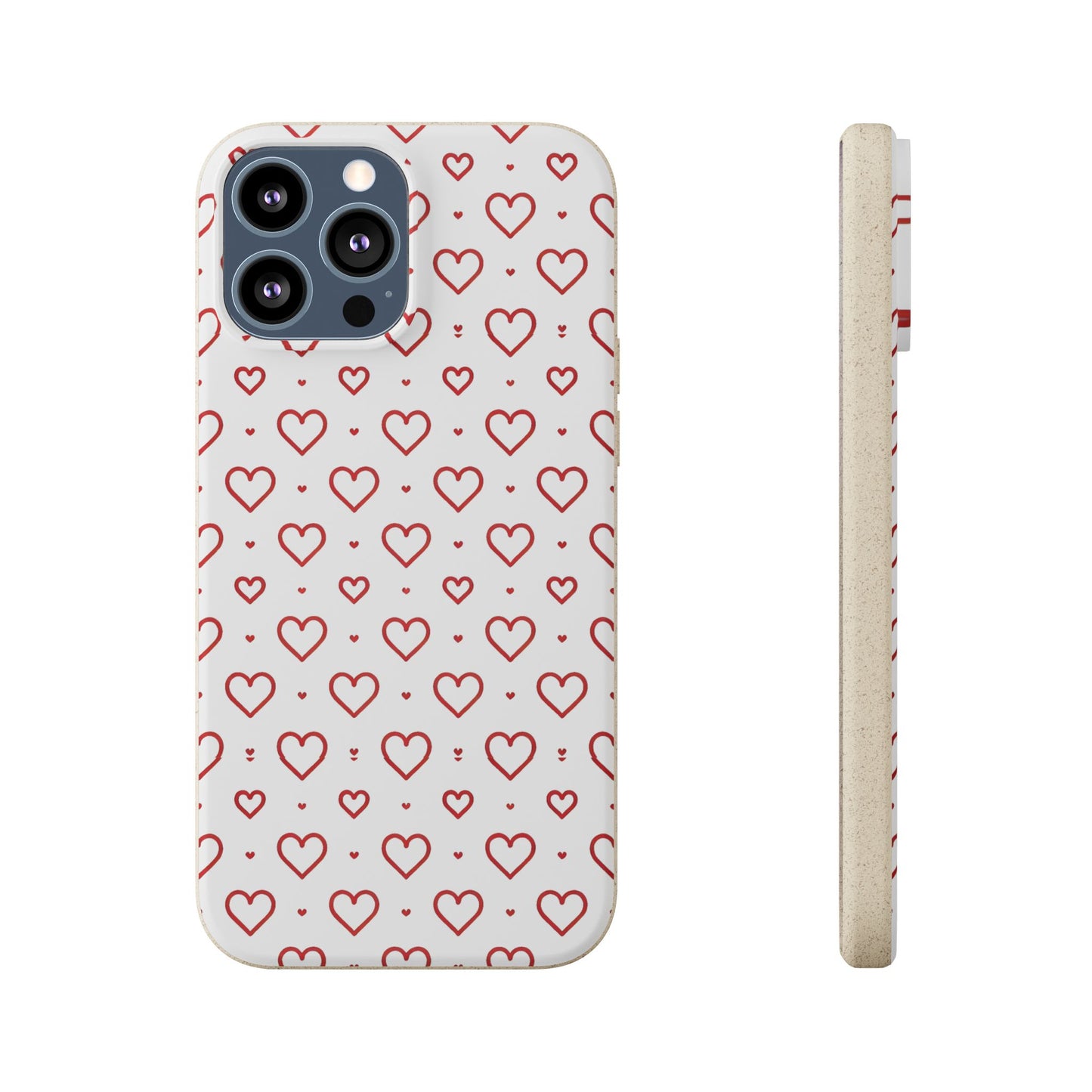 Red Hearts Print MagSafe Biodegradable Phone Case