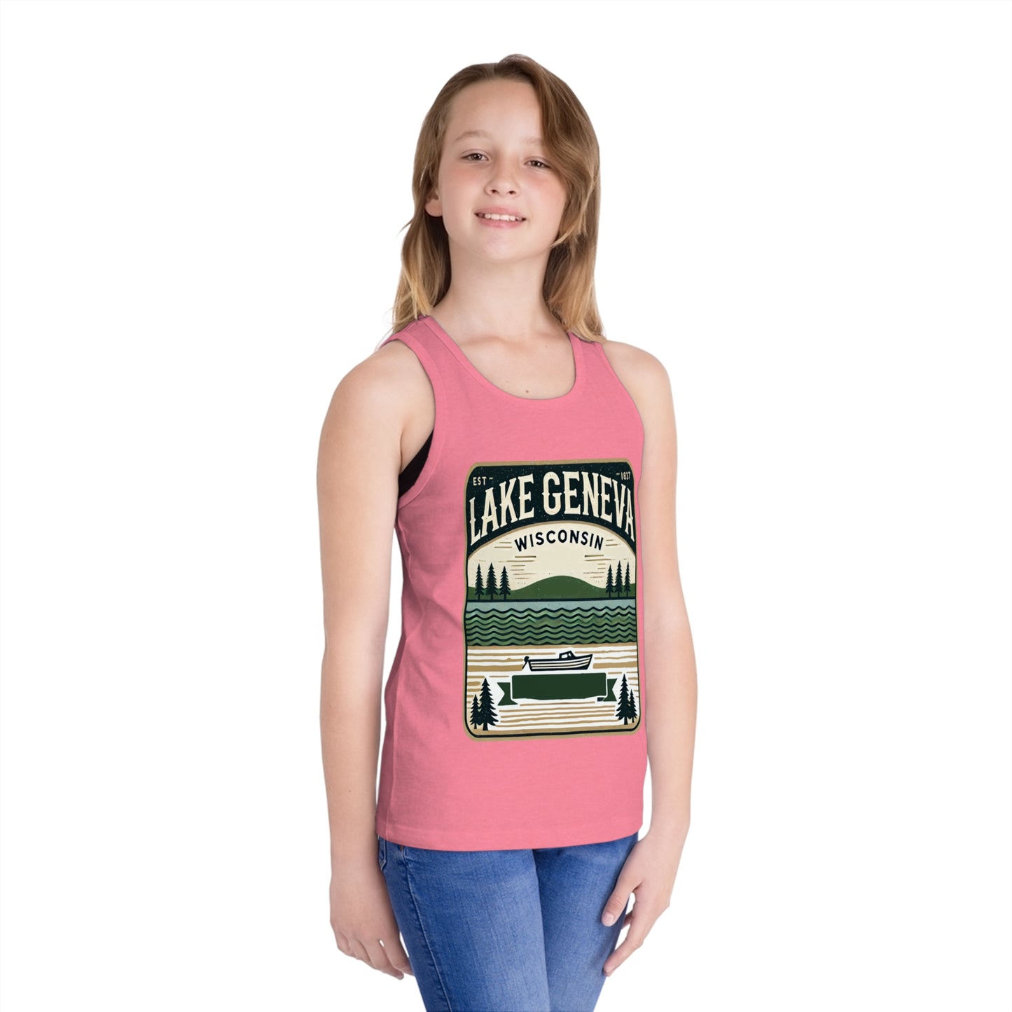 Vintage Lake Geneva Unisex Kids Jersey Tank Top