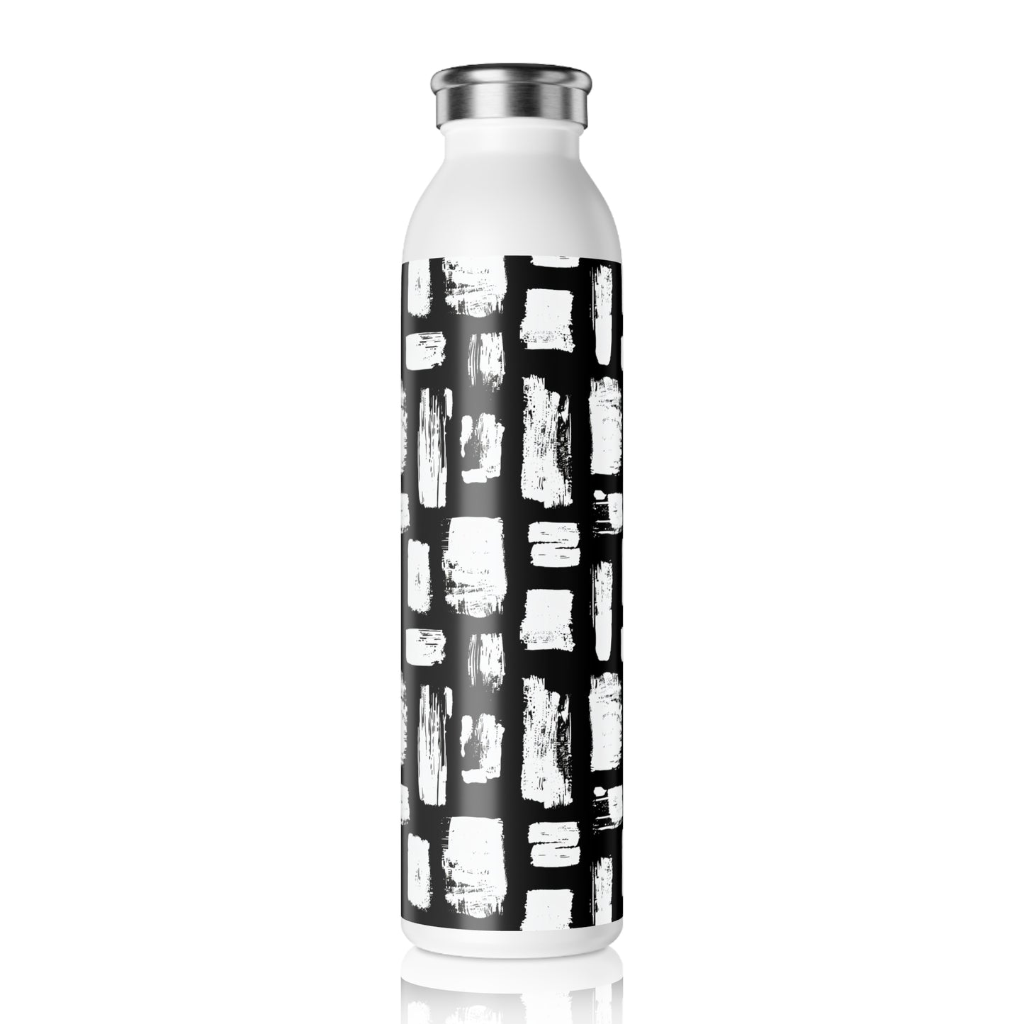 Sleek Slim Water Bottle with Modern Brushstroke Design