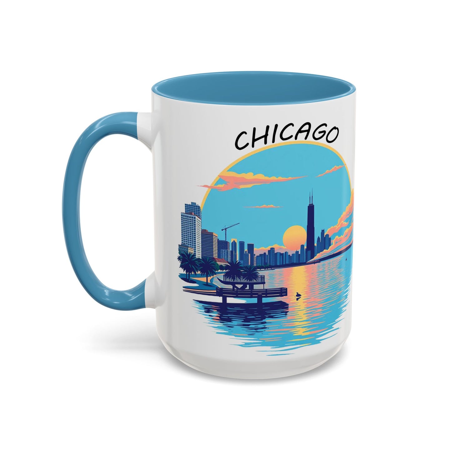 Retro Chicago Sunset Accent Coffee Mug