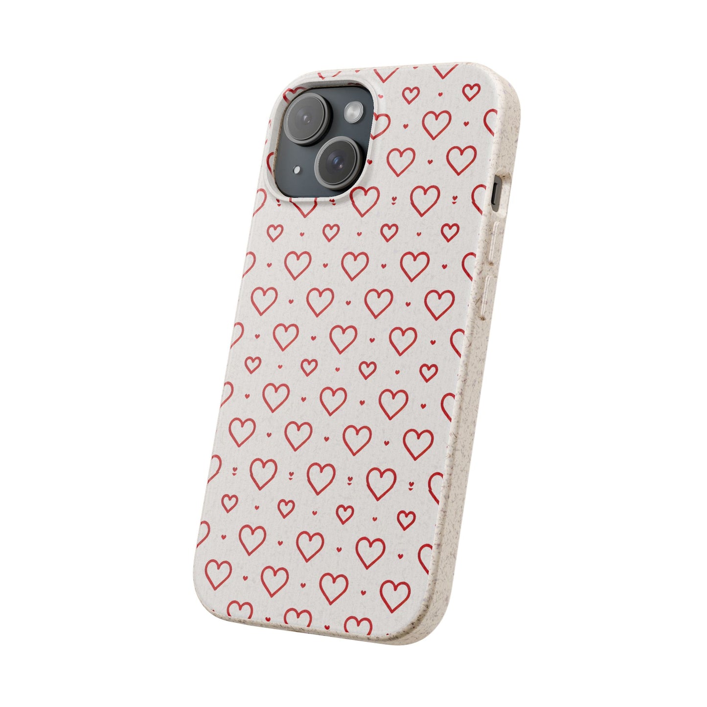 Red Hearts Print MagSafe Biodegradable Phone Case