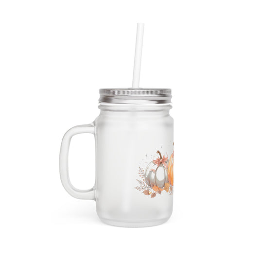 Pumpkin Fall Mason Jar Sipper Glass With Straw