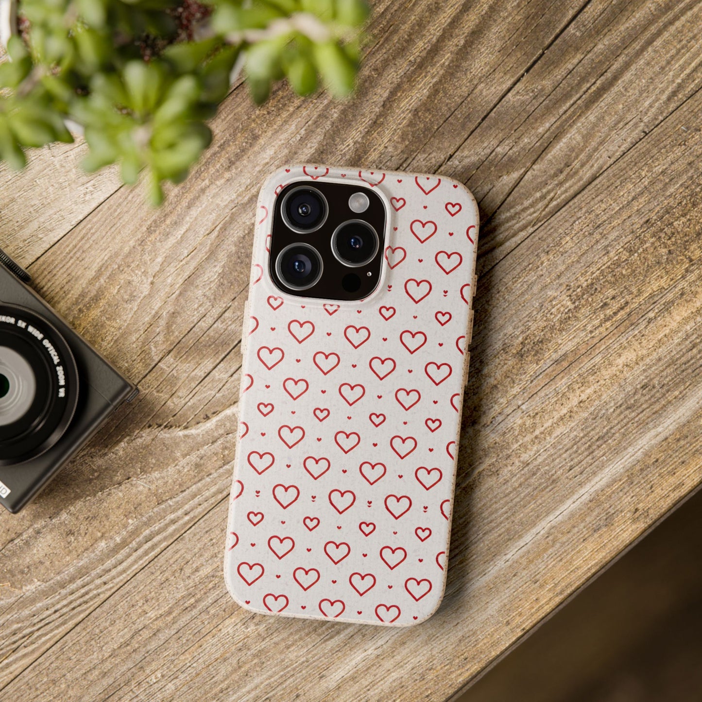 Red Hearts Print MagSafe Biodegradable Phone Case