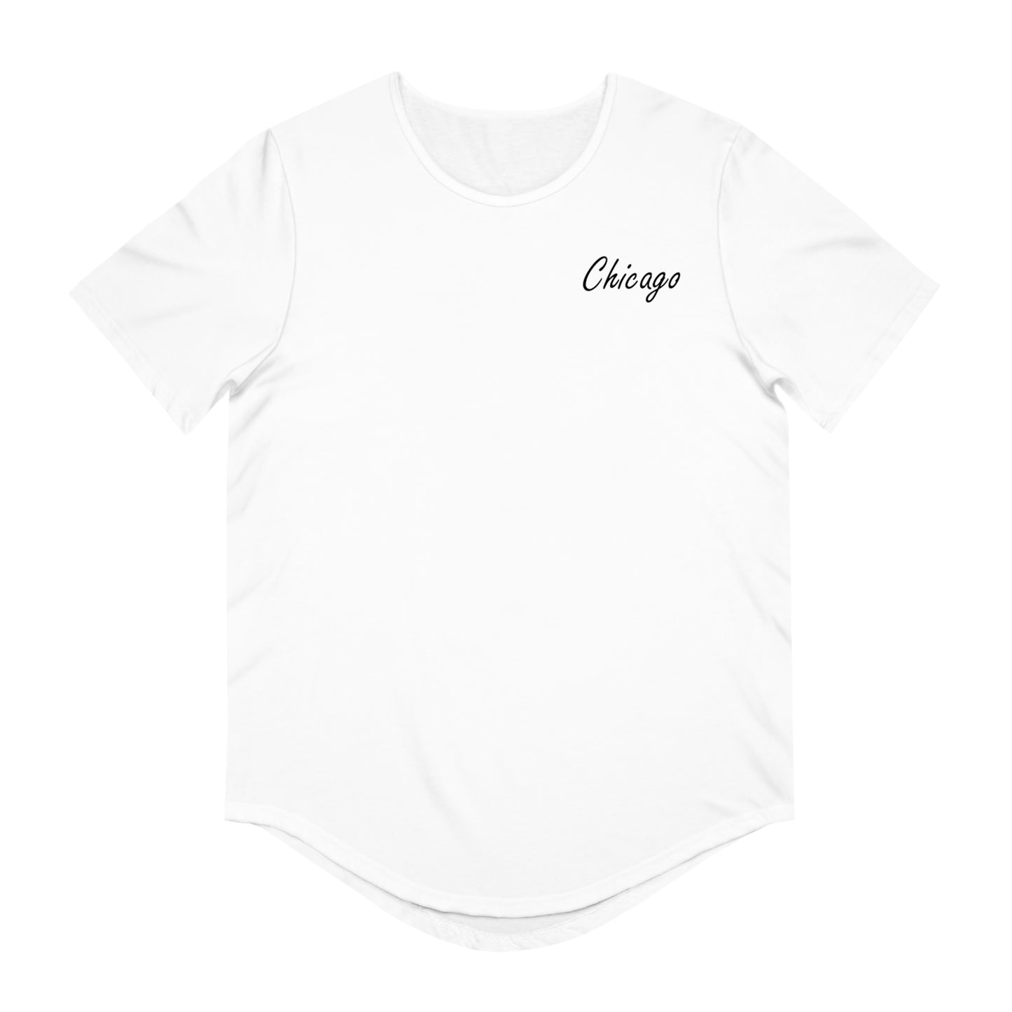 Elegant Chicago Skyline Men's Jersey Curved Hem Tee
