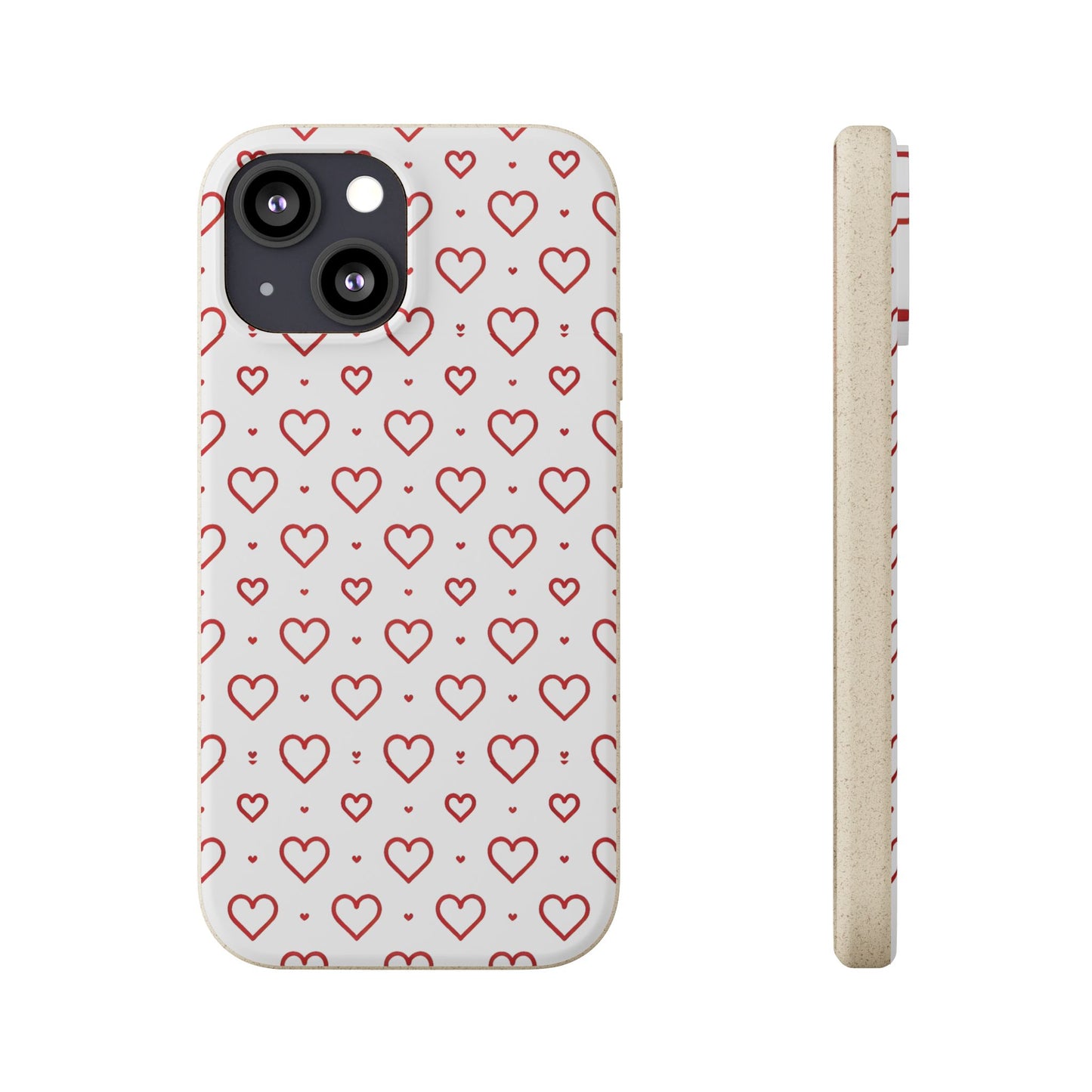 Red Hearts Print MagSafe Biodegradable Phone Case