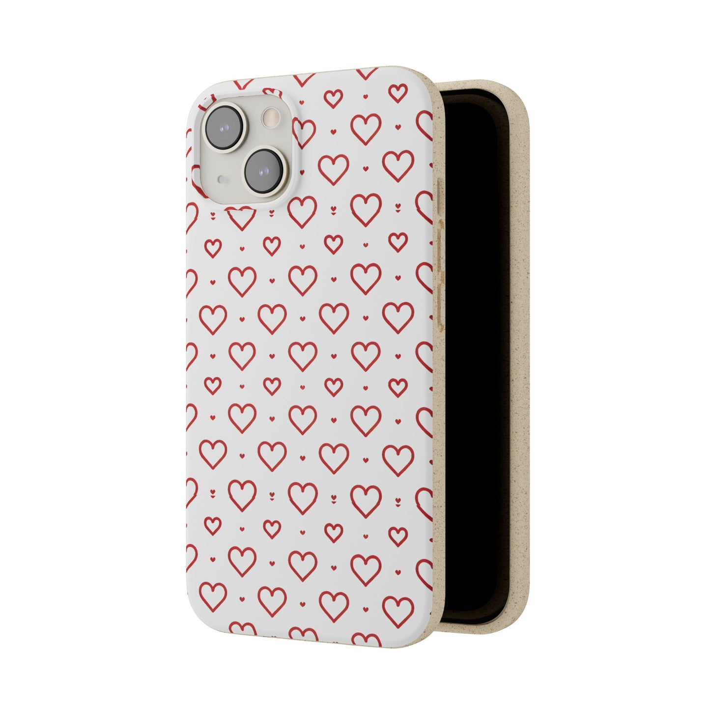 Red Hearts Print MagSafe Biodegradable Phone Case