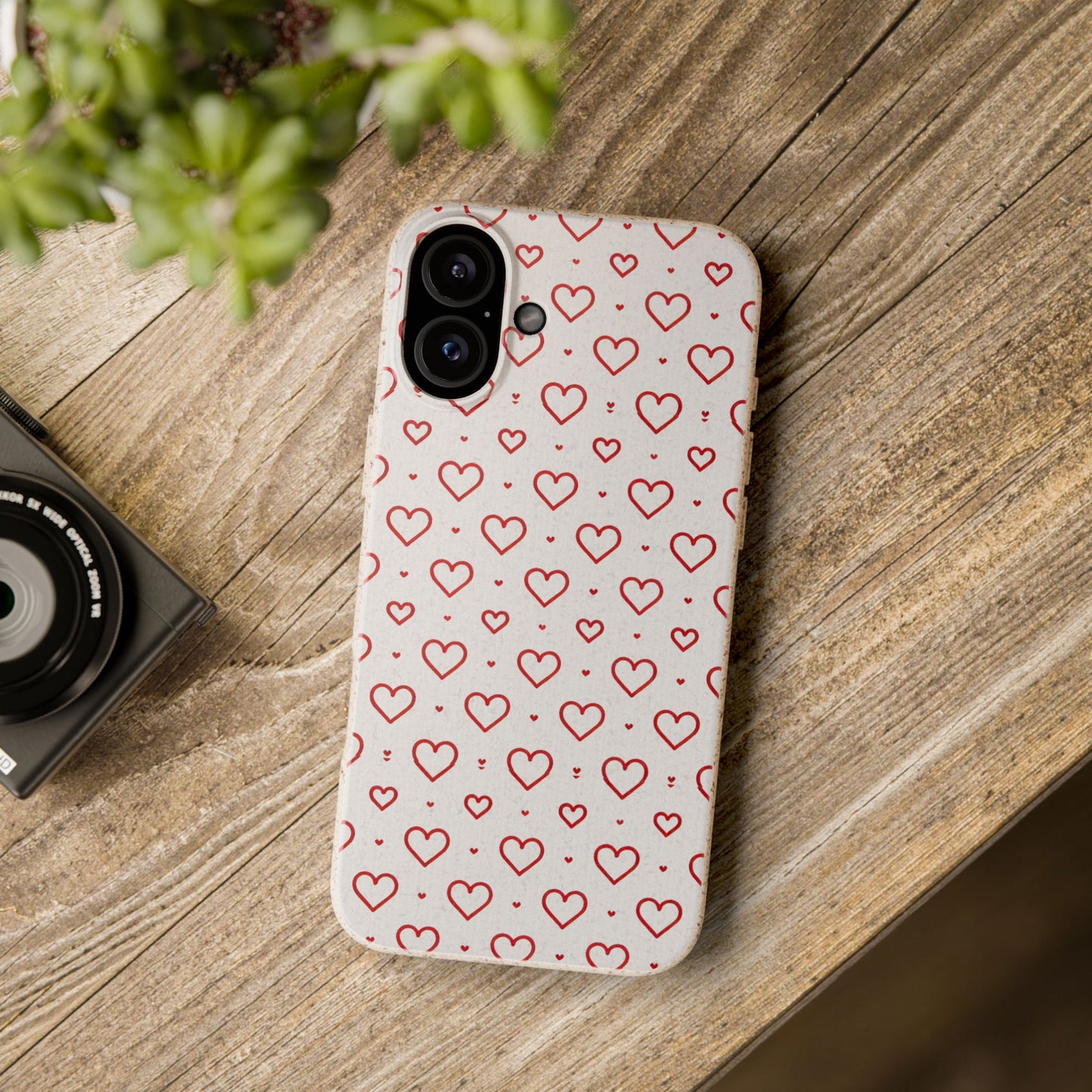 Red Hearts Print MagSafe Biodegradable Phone Case