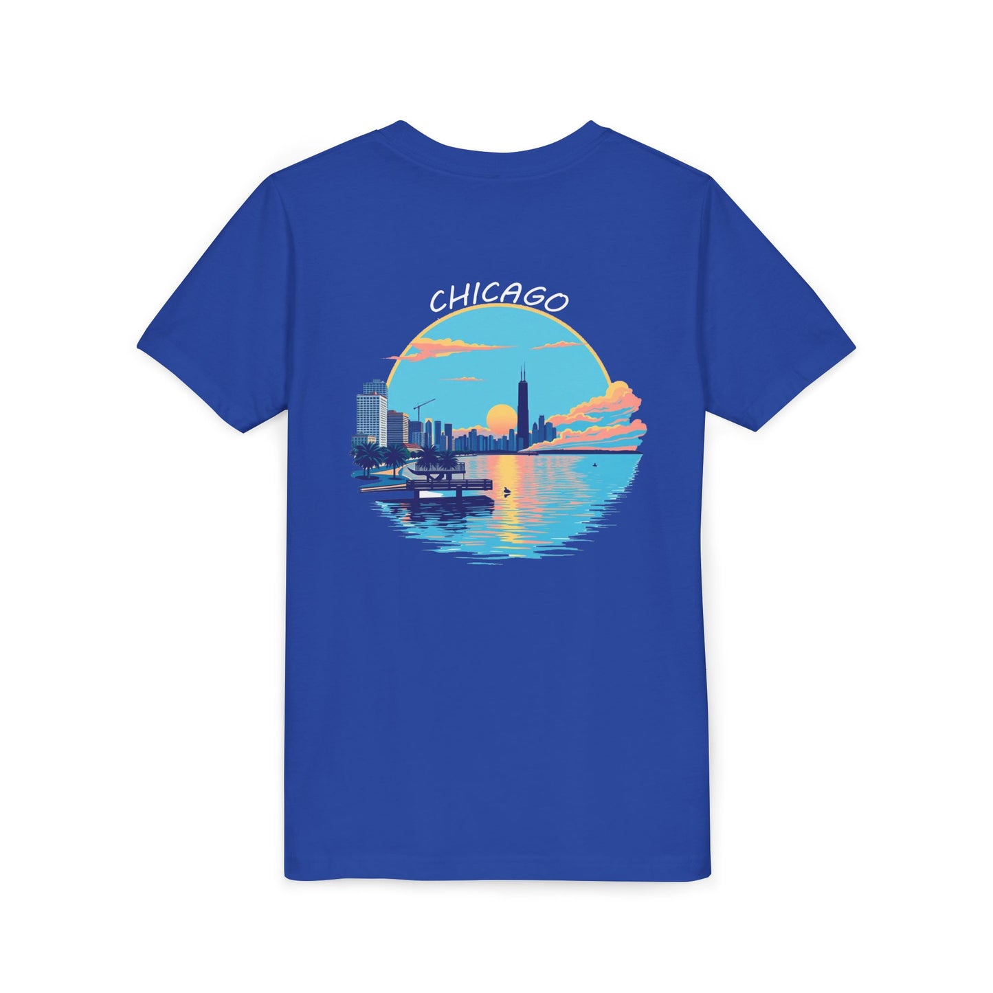 Retro Chicago Sunset Unisex Youth Short Sleeve Tee