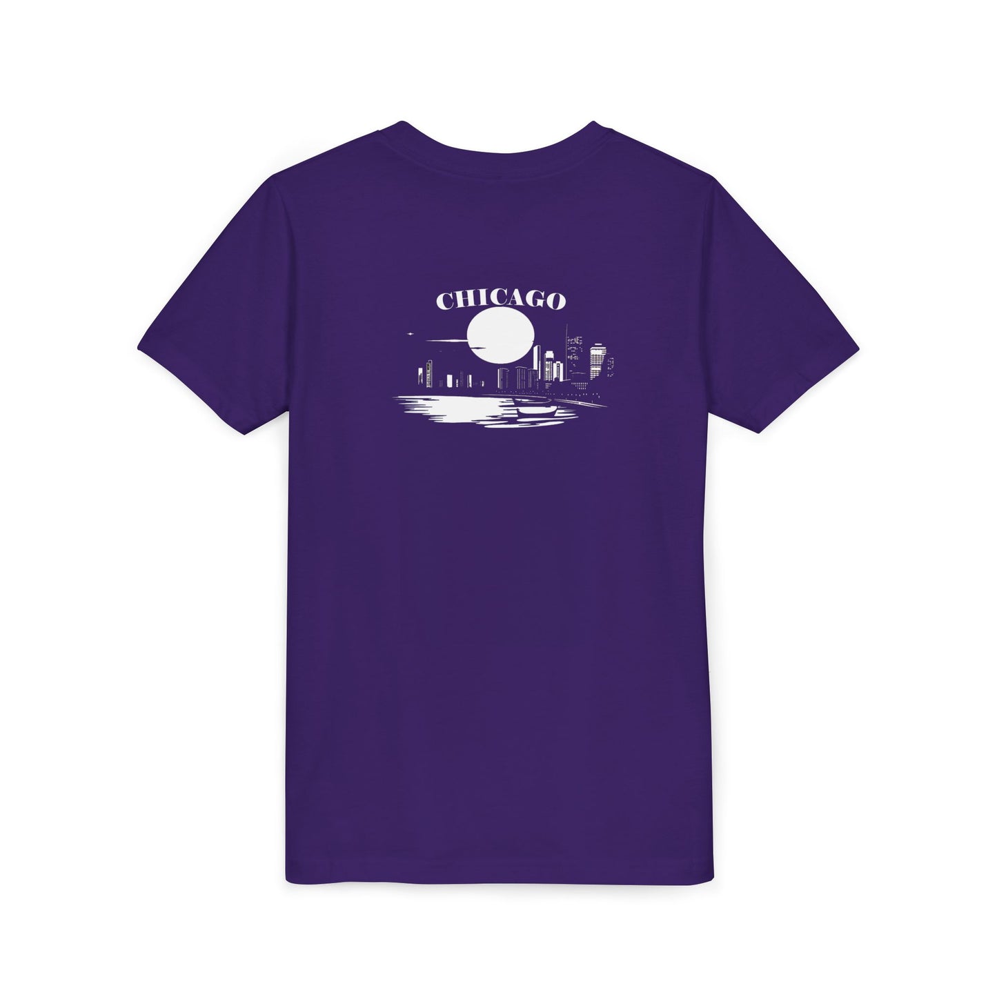 Mystery Noir Chicago Skyline Sunset Unisex Youth Short Sleeve Tee