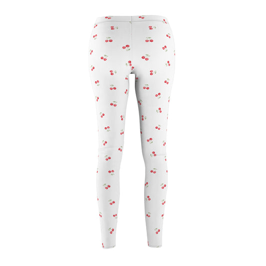 Charming Cherry Print Casual Leggings for Women