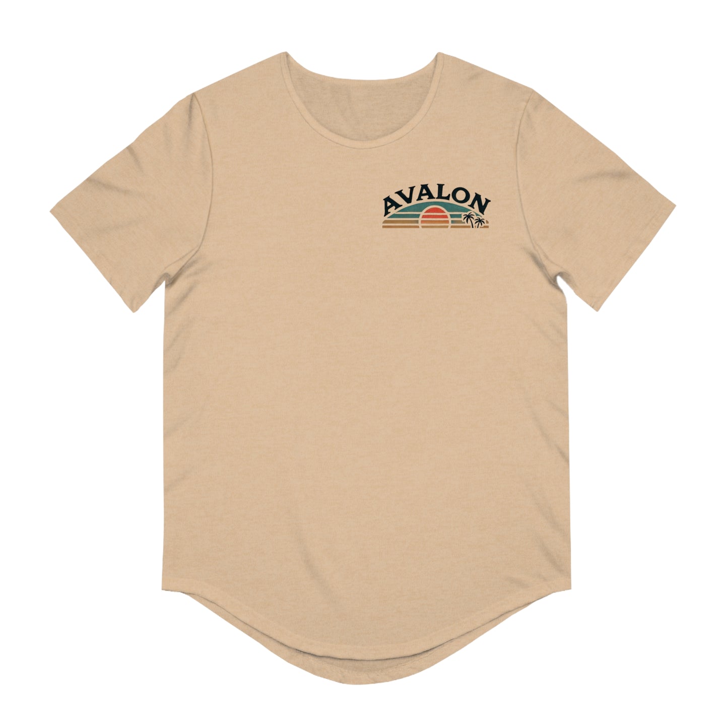 Retro Avalon Sunset Men's Jersey Curved Hem Tee