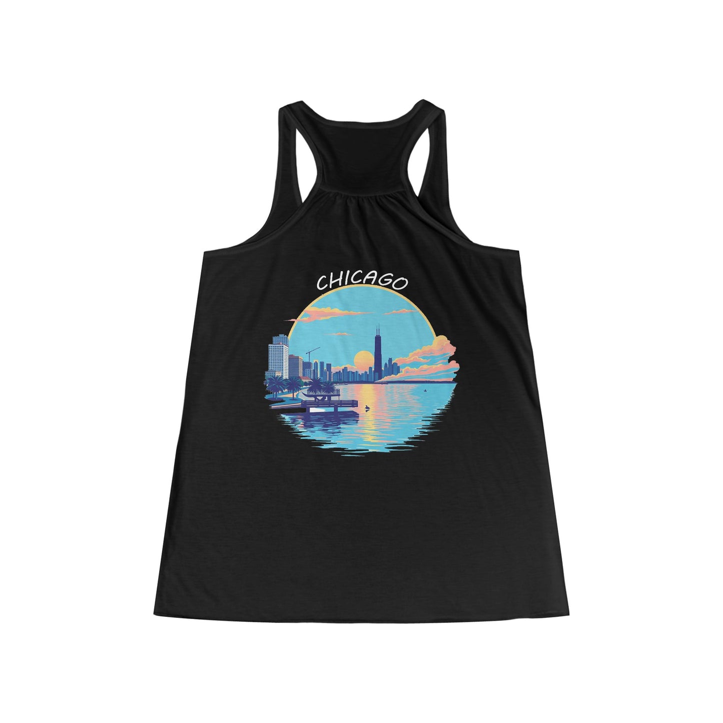 Retro Chicago Sunset Women's Flowy Racerback Tank