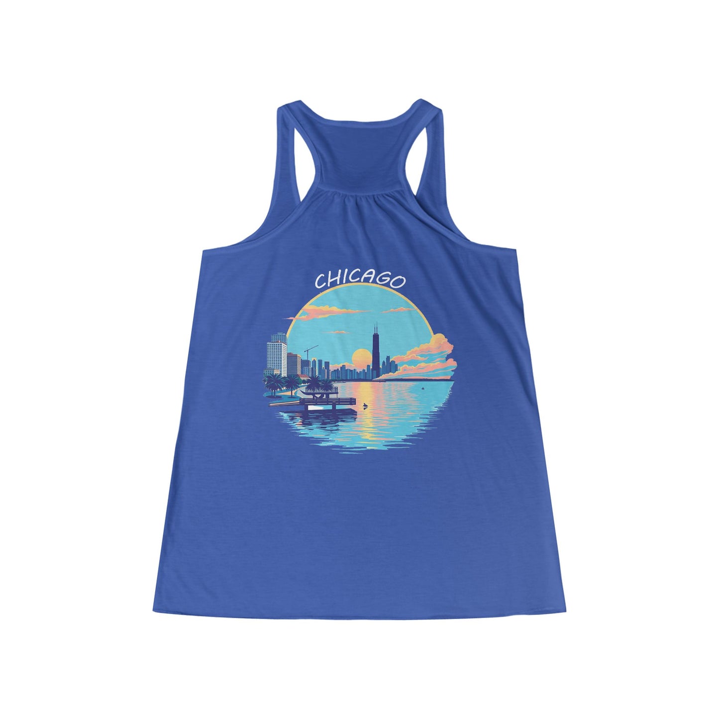 Retro Chicago Sunset Women's Flowy Racerback Tank