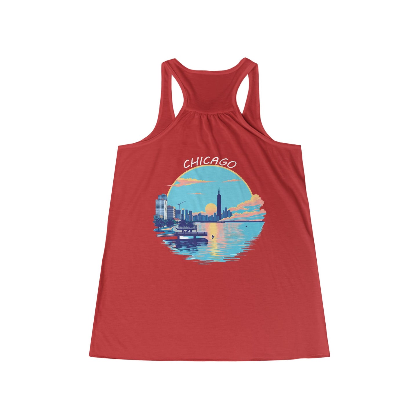 Retro Chicago Sunset Women's Flowy Racerback Tank