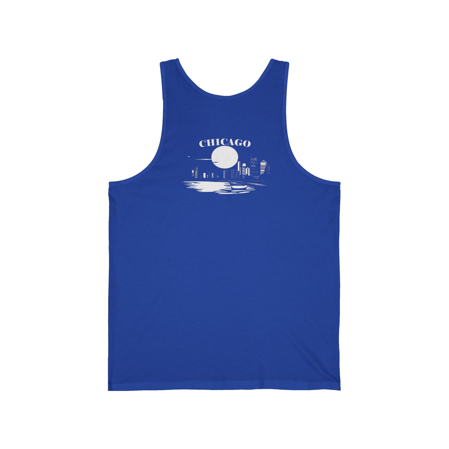 Mystery Noir Chicago Skyline Sunset Unisex Jersey Tank