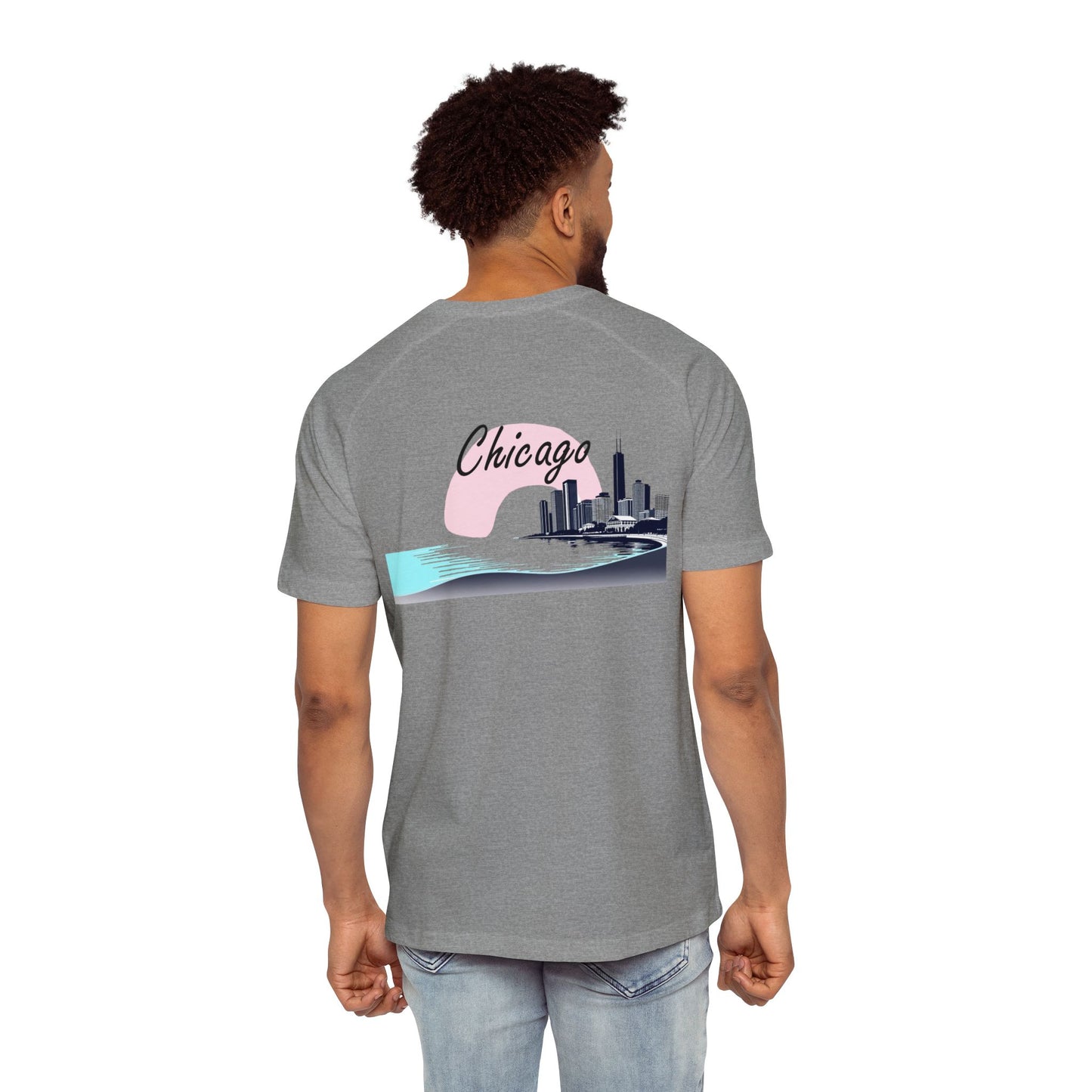 Elegant Chicago Skyline Men's Raglan T-Shirt