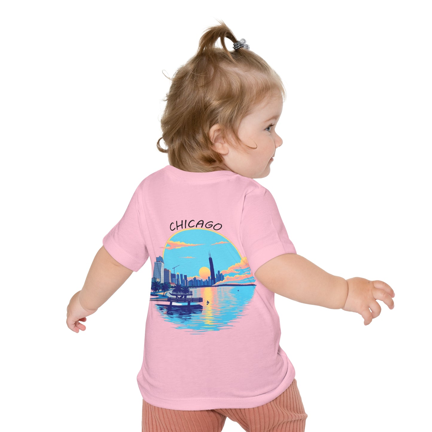 Retro Chicago Sunset Unisex Baby Short Sleeve T-Shirt