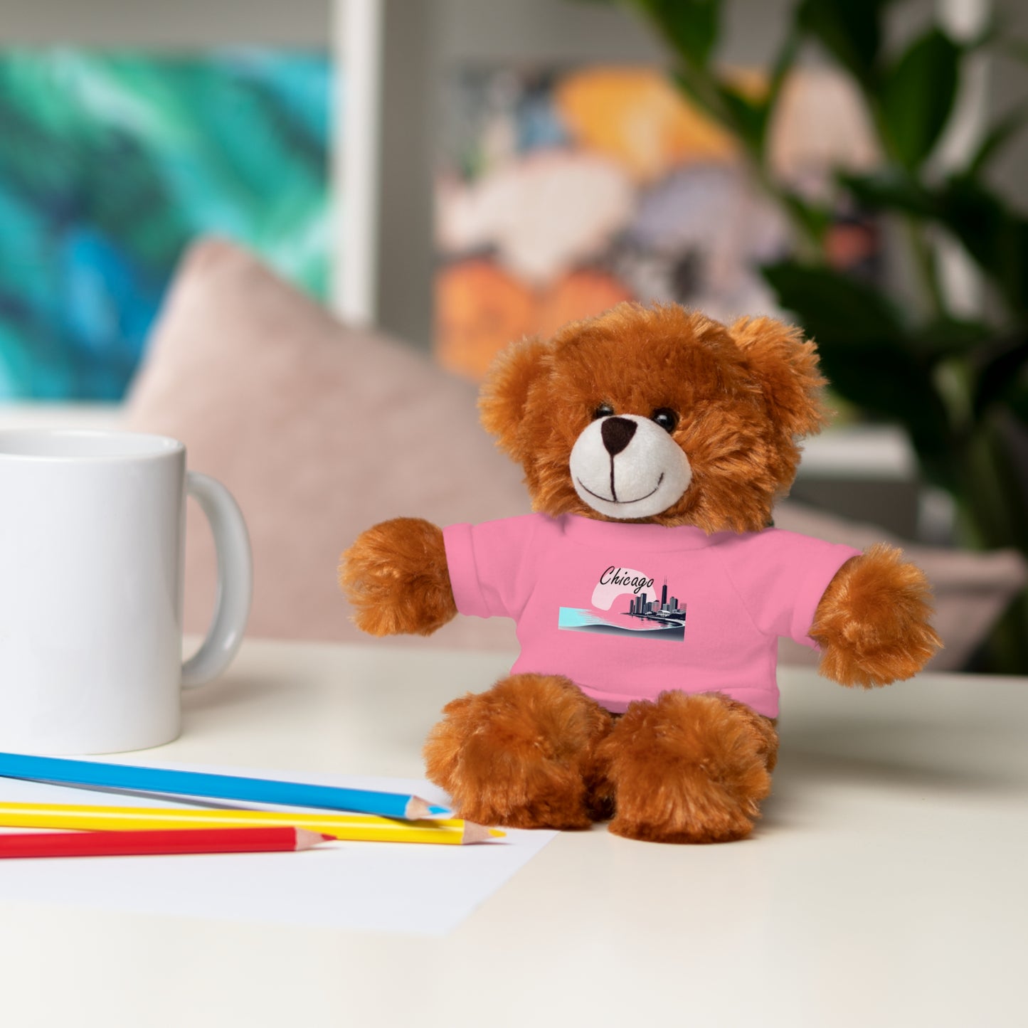 Elegant Chicago Skyline Stuffed Animals with Tee