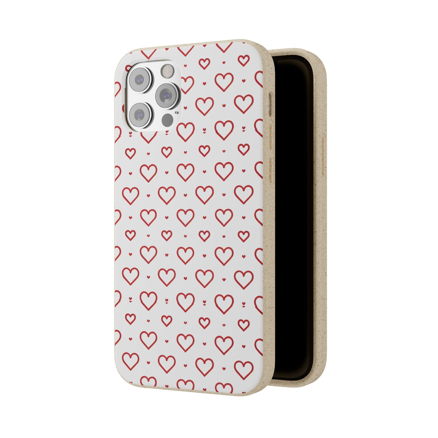 Red Hearts Print MagSafe Biodegradable Phone Case