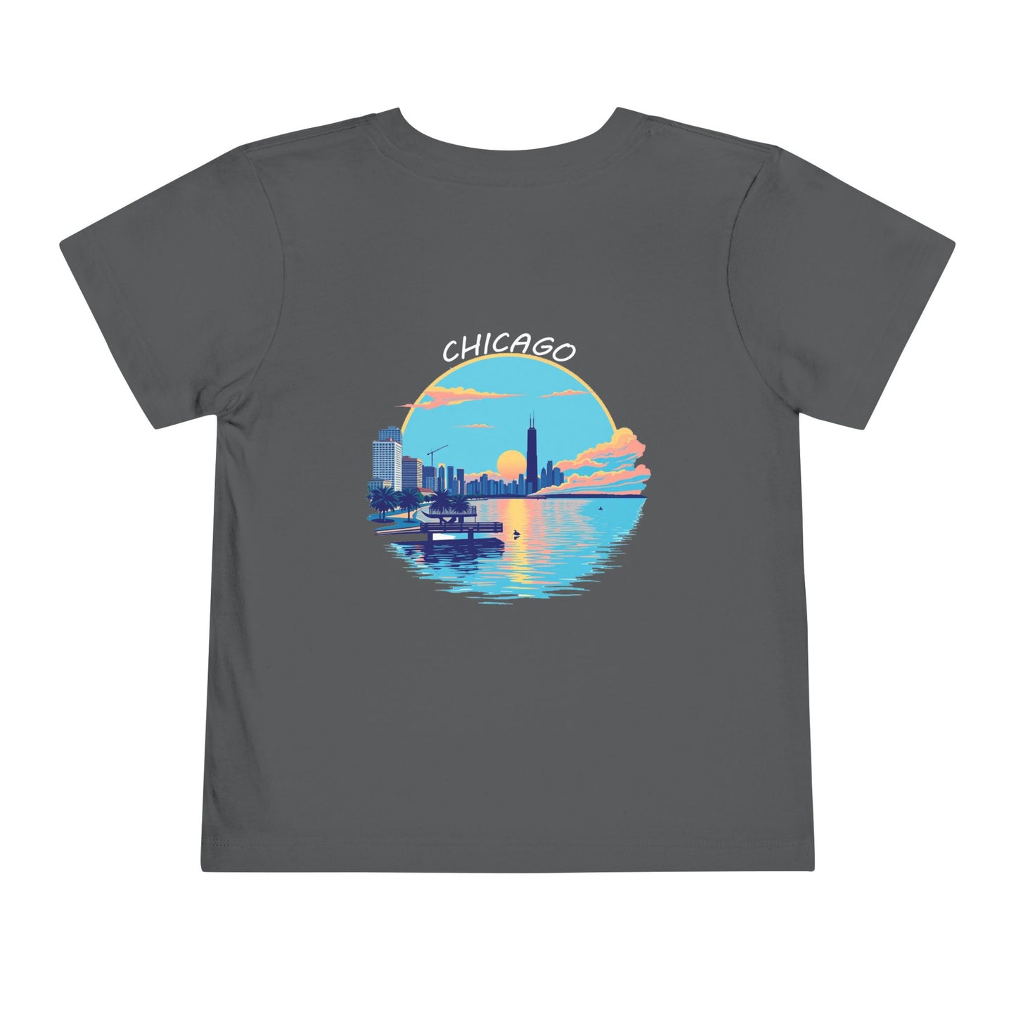 Retro Chicago Sunset Unisex Toddler Short Sleeve Tee