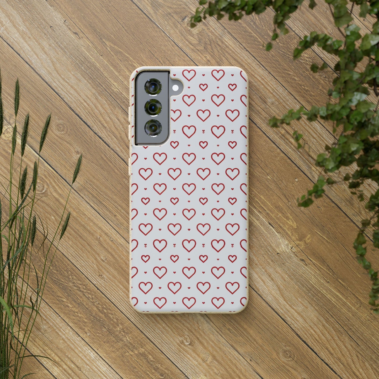 Red Hearts Print MagSafe Biodegradable Phone Case