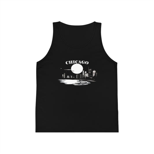 Mystery Noir Chicago Skyline Sunset Unisex Kids Jersey Tank Top