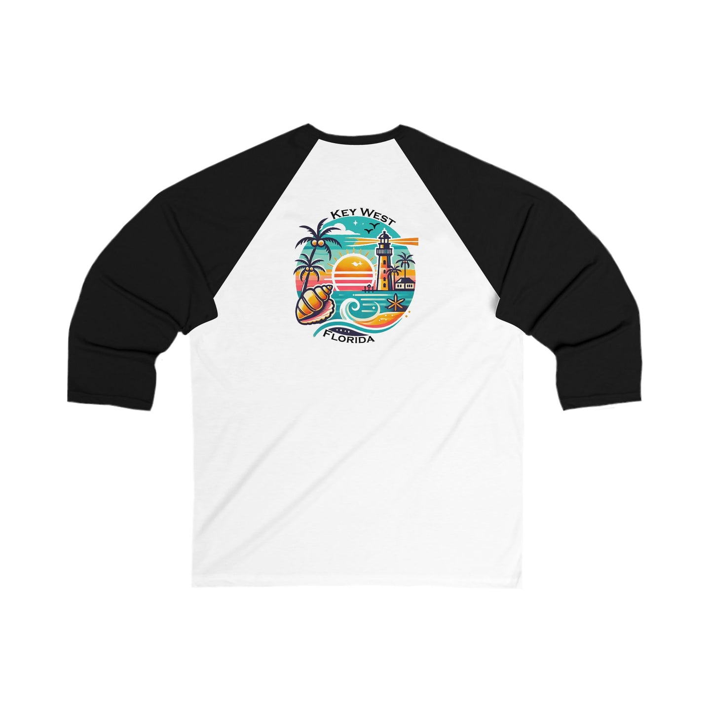Vibrant Key West Men's 3/4 Sleeve Baseball Tee