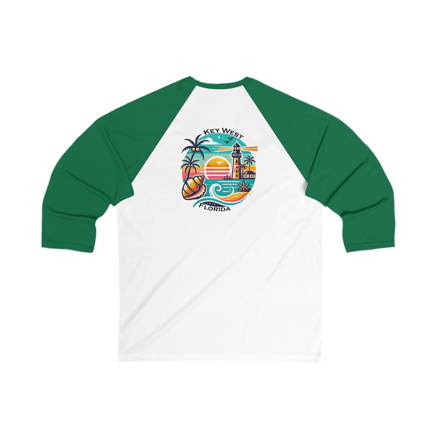 Vibrant Key West Men's 3/4 Sleeve Baseball Tee