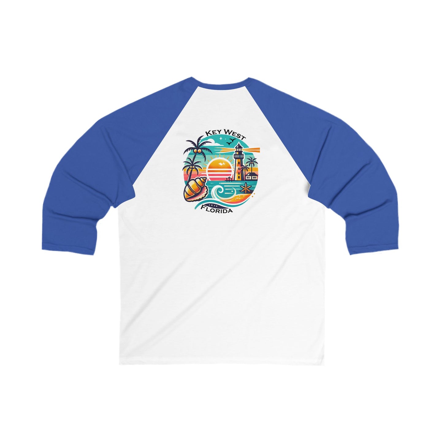 Vibrant Key West Men's 3/4 Sleeve Baseball Tee