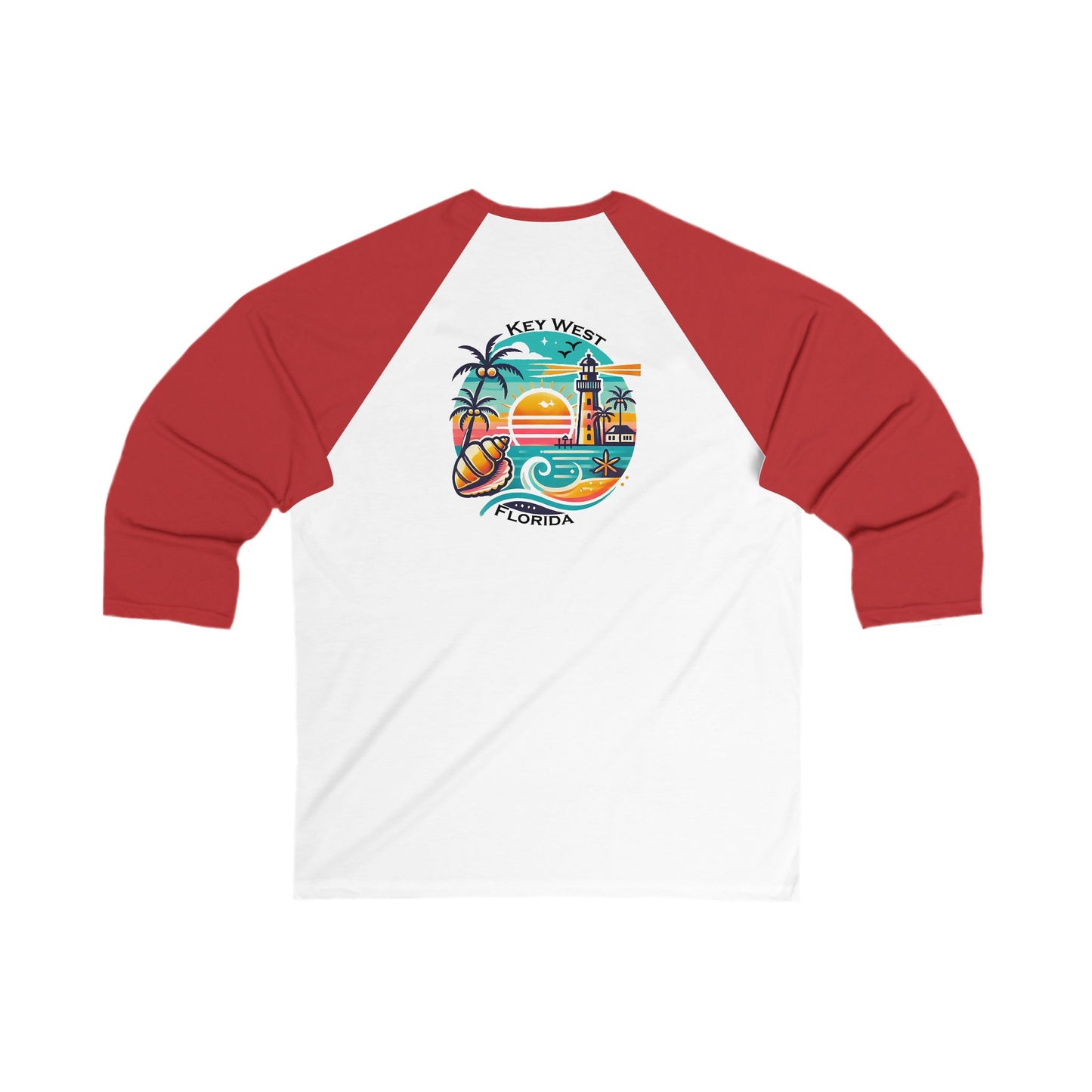 Vibrant Key West Men's 3/4 Sleeve Baseball Tee